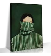 LSXARTQQ Funky Emerald Green Abstract People Wall Art Vintage Eclectic Woman Portrait Canvas Wall...