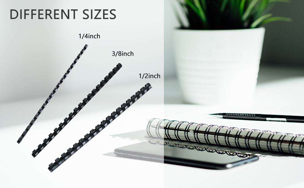 MYFULLY 100 Pack 19 Ring Plastic Comb Binding Spines 1/4 Inch