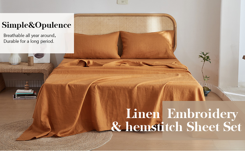 Simple&Opulence 100 French Linen Sheet Set Breathable and