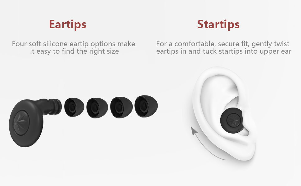 Four soft silicone eartip options make it easy to find the right size