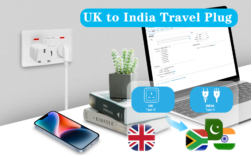 UK to India Plug Adapter, Type D Travel Adapter Indian,Pakistan,Sri