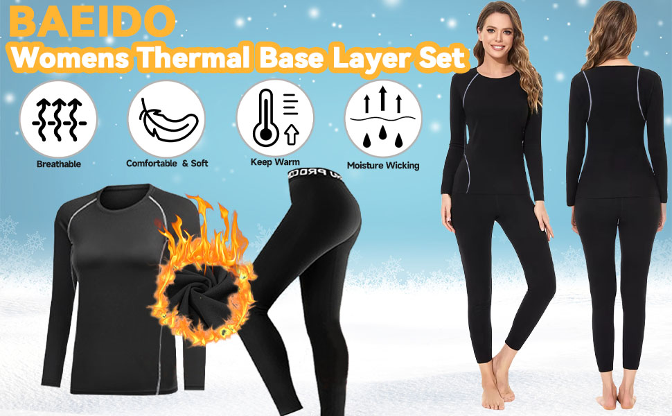 women thermal base layer set