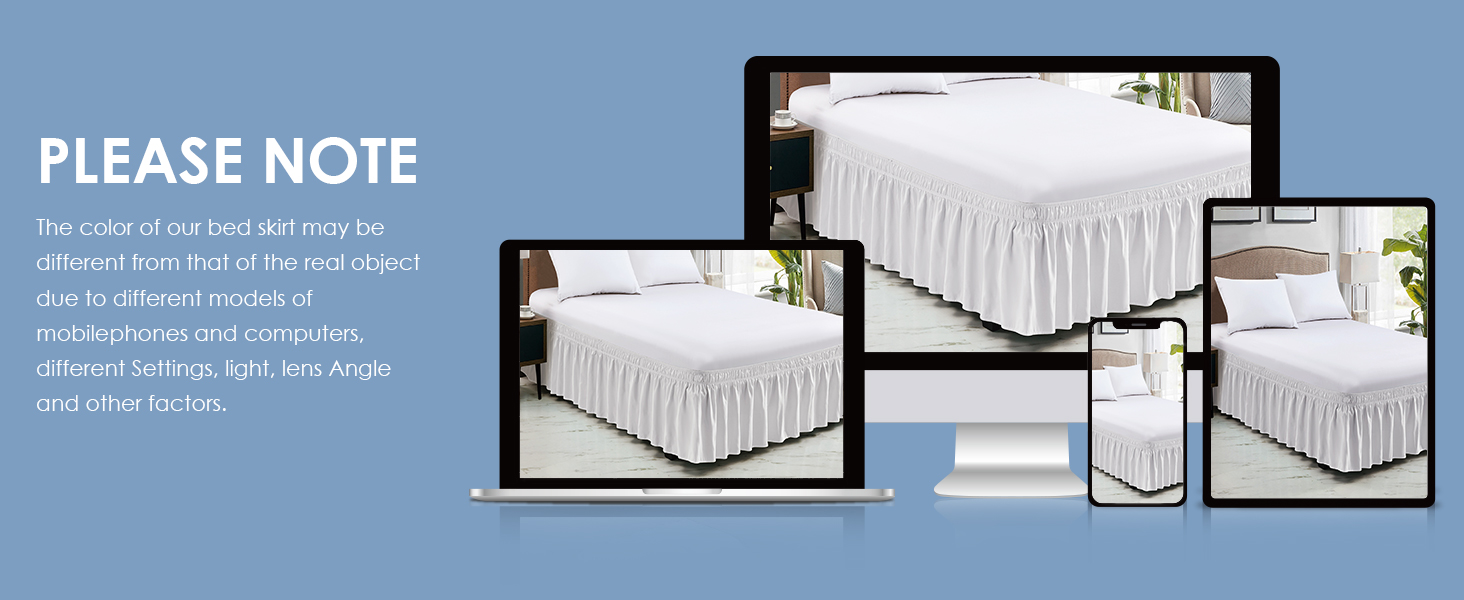 FreshCulture Queen Bed Skirt, Elastic Wrap Around Bed Skirt