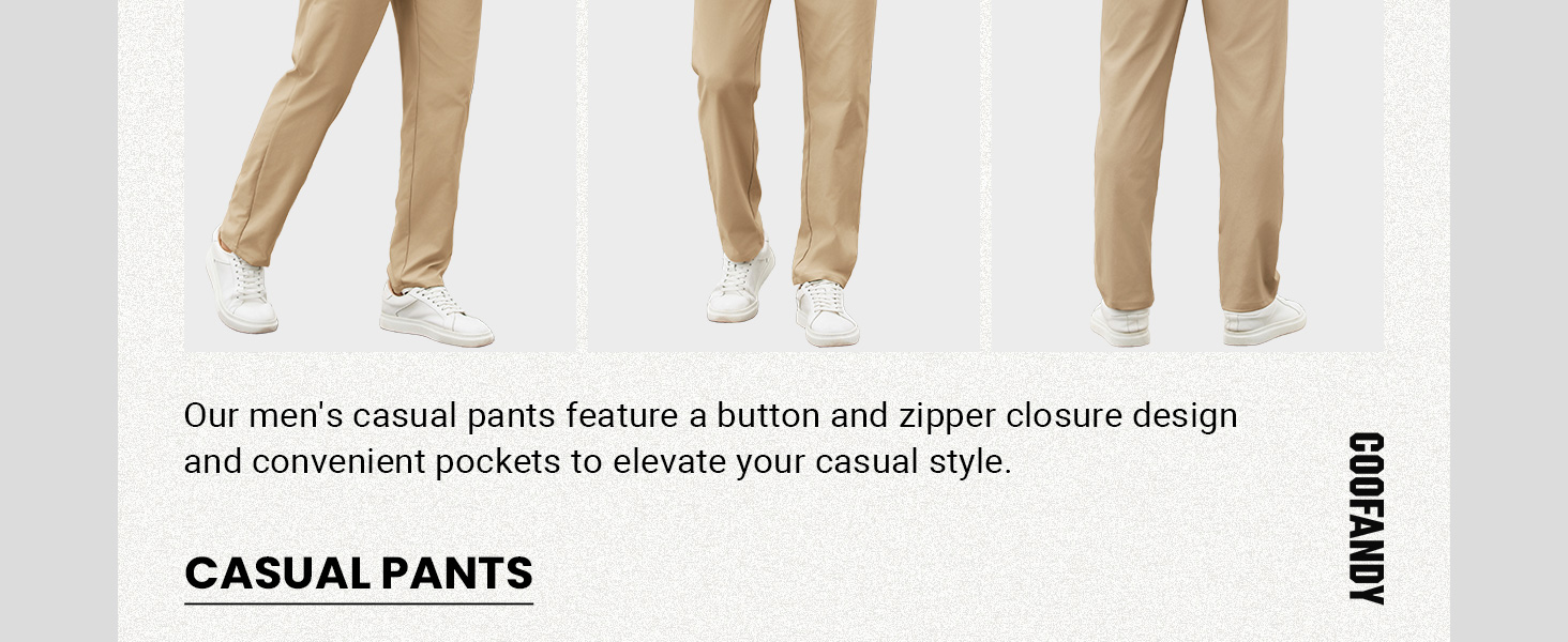 COOFANDY Mens Casual Dress Pants Relaxed Fit Lightweight Slacks Stretch Waist Twill Trousers
