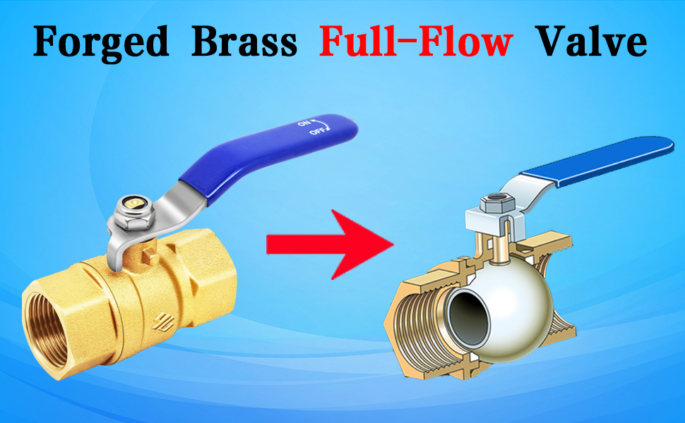 Full Port Brass Ball Valve Kit, 2pcs Heavy Duty 1/2'' NPT