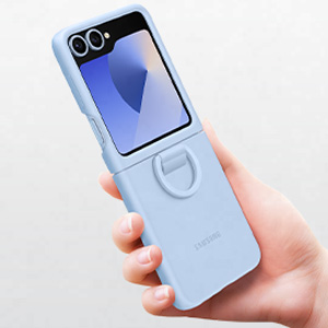Light blue phone case or card holder shown from multiple angles, featuring a pocket design and smooth surface finish.