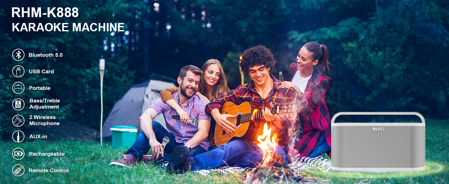 RHM K888 Karaoke Machine with Powerful & Clear Sounds, 2