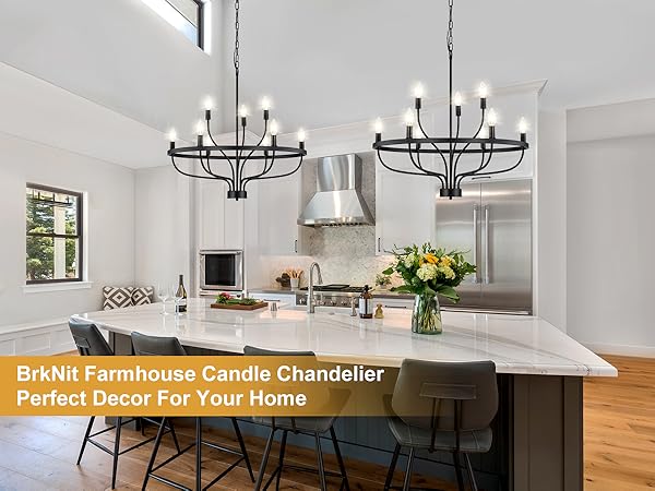 BrkNit 6-Light Gold Chandelier, Candle Chandeliers for