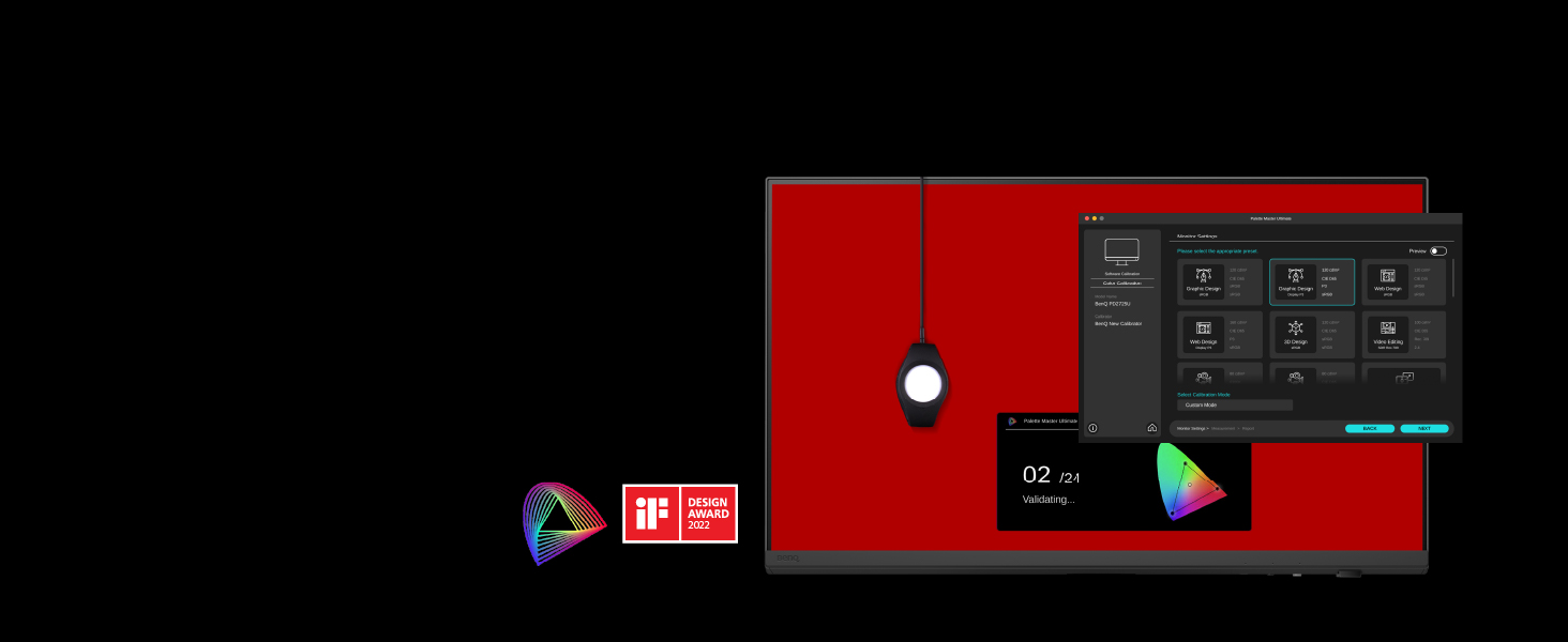 Effortless calibration with Palette Master Ultimate—follow visual menus for software calibration.