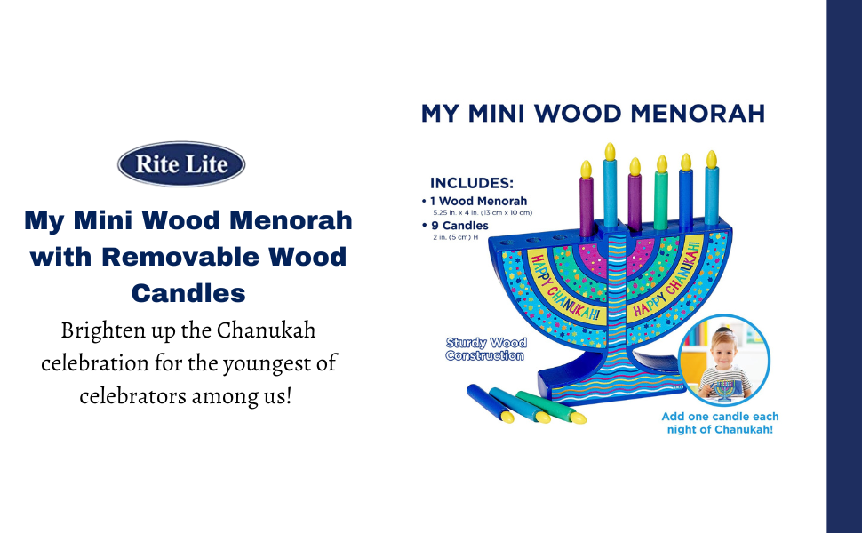 Rite Lite My Mini Wood Menorah with Removable Wood Candles