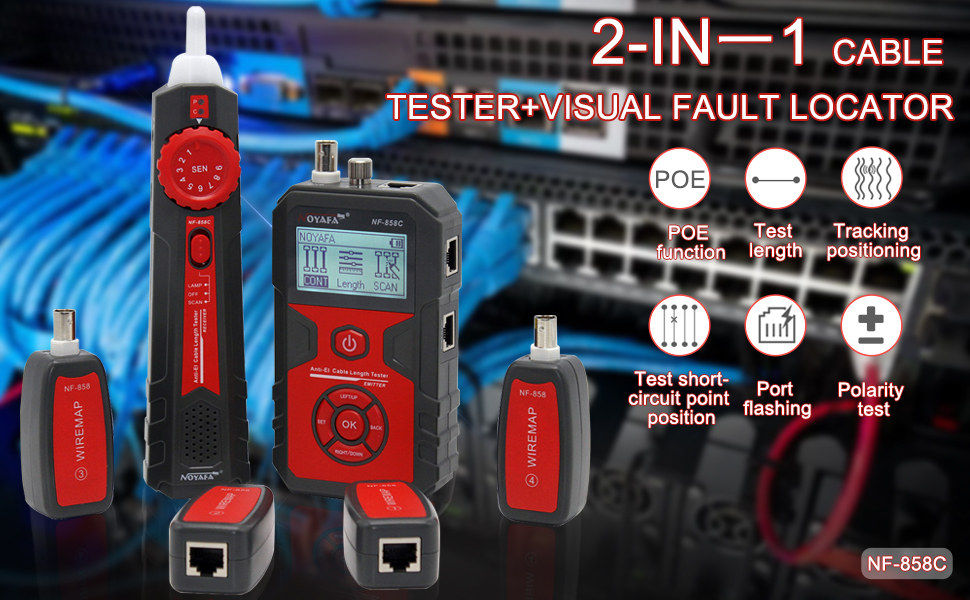 NOYAFA NF858C Cable Length Tester with Mapping and VFL Function