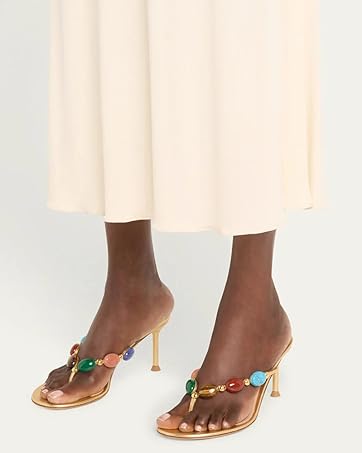 Jewelled Thong Flip Flops Heels for women kitten heel strappy sandals