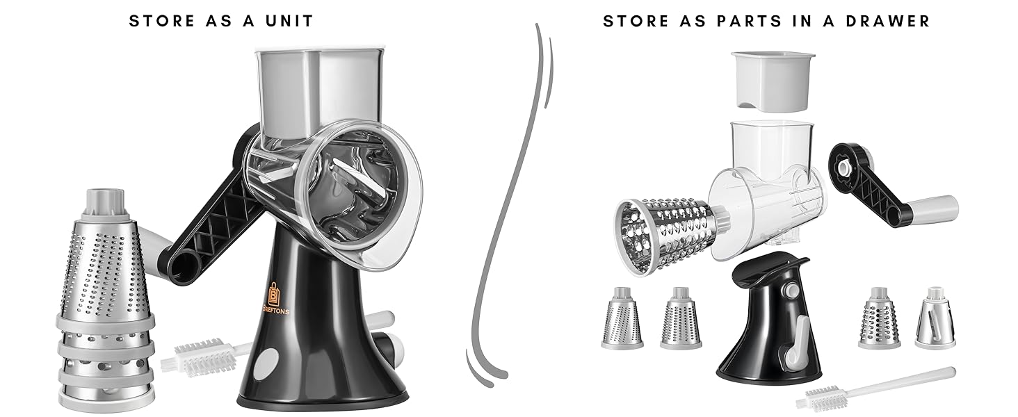 Brieftons Rotary Grater compact storage
