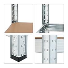 Relaxdays Schwerlastregal 2er Set, 500 kg, Stahl, zum Stecken in Keller und Garage, Silber, 180 x 60 x 45 cm, Faserplatt D45d4a44 E01e 413d 8e36 531dff91039c. CR0,0,300,300 PT0 SX220 V1