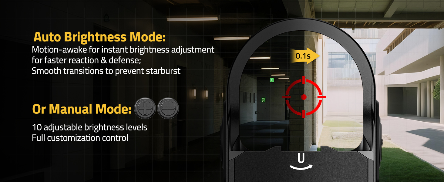 Auto brightness mode or manual mode - CVLIFE WolfCovert Auto-Brightness 7-Reticle Red Dot Sight