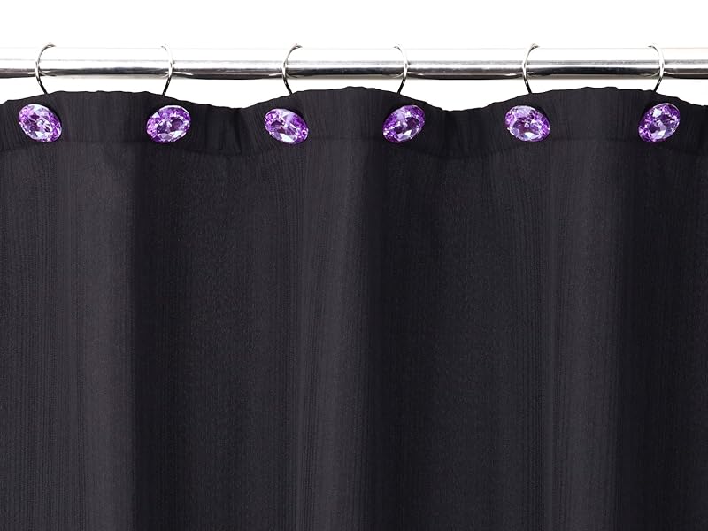 Purple Crystal Shower Curtain Hooks Lavender Bling Glitter