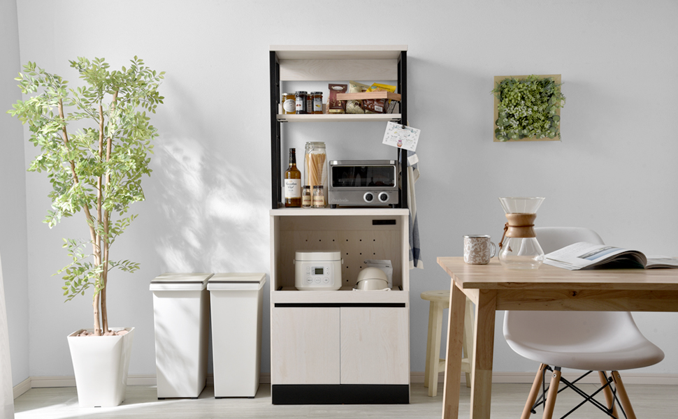 Amazon.co.jp リーテンスタッド 組立式 スライド棚付き キッチンキャビネット 幅60.2cm 奥行45㎝ 高さ155.3