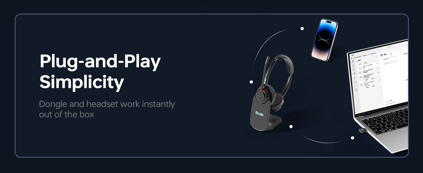multipoint bluetooth headset with charging stand for laptop pc headset for Teams Zoom