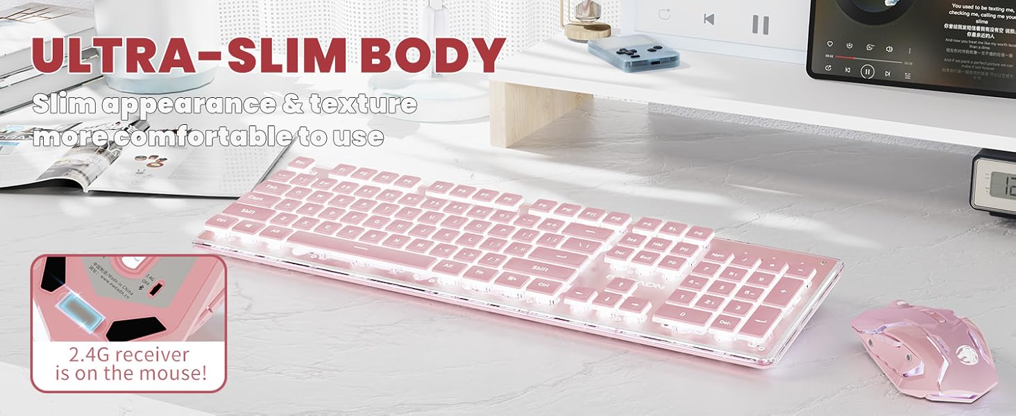 pink keyboard and mouse