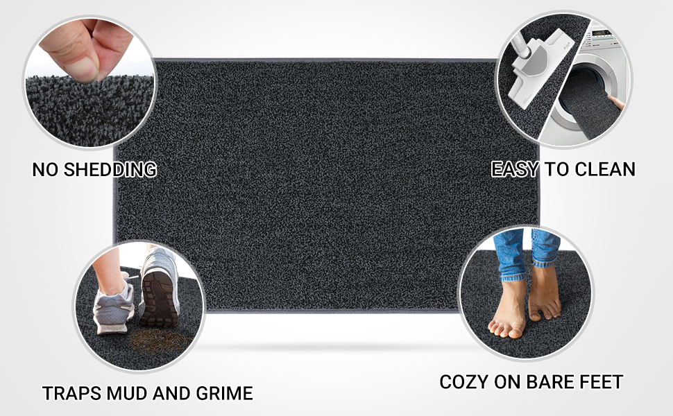LINLA Indoor Doormat, Super Absorbs Mud Mat, Washable Non