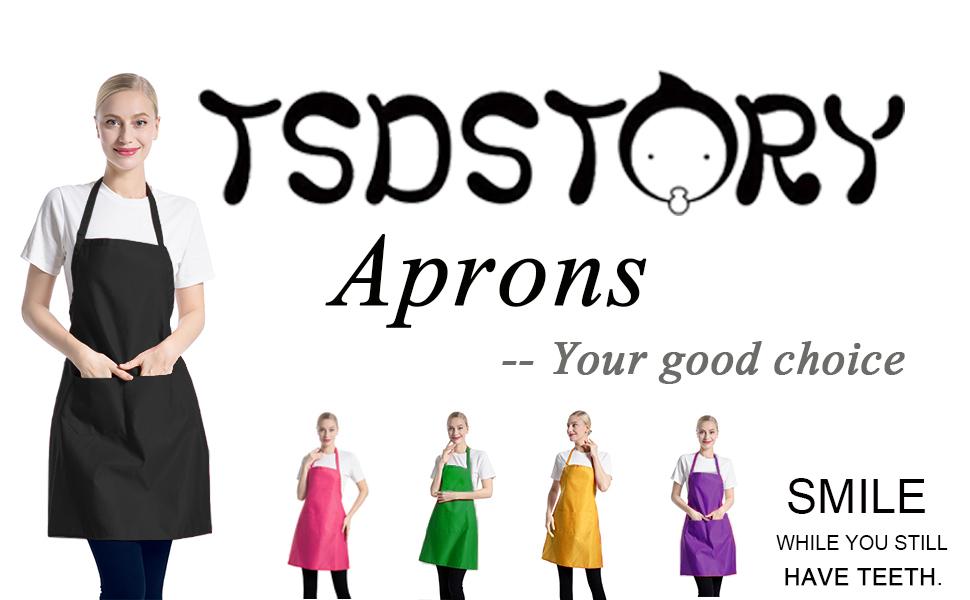 TSD Story 12 Pack Plain Color Bib Aprons Bulk with 2 Pockets, Painting