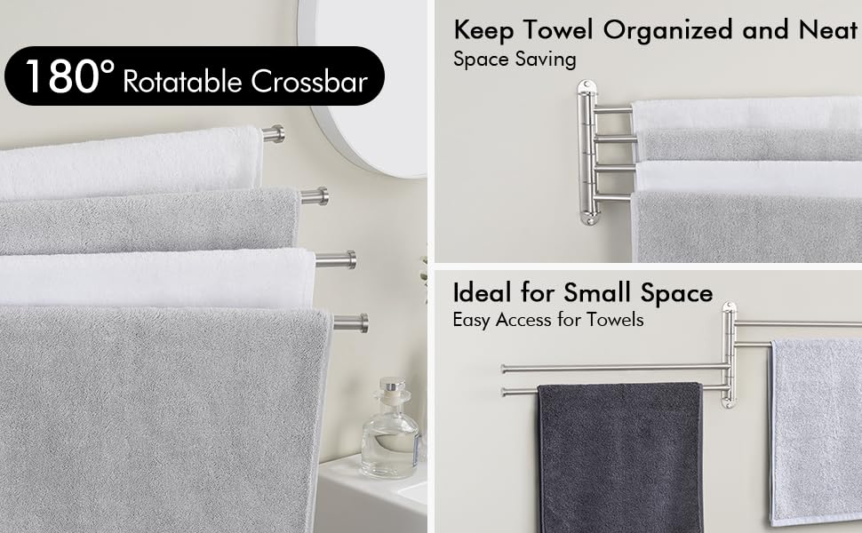 KES Swivel Towel Bar 50CM 4Arm Extra Long, Swing Out Towel Rack for