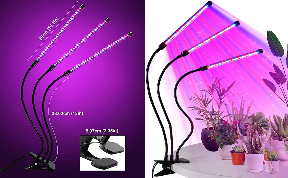 True Face Grow Lights for Indoor Plants 80 LED Plant Lamp with 3 Heads