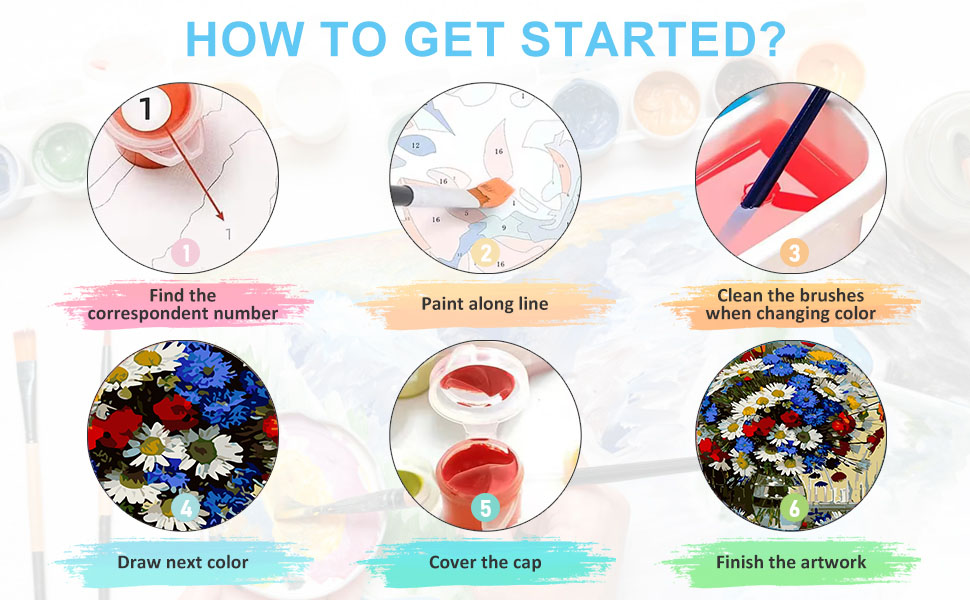 bleihum Flowers Paint by Numbers Kit for Adults Flower