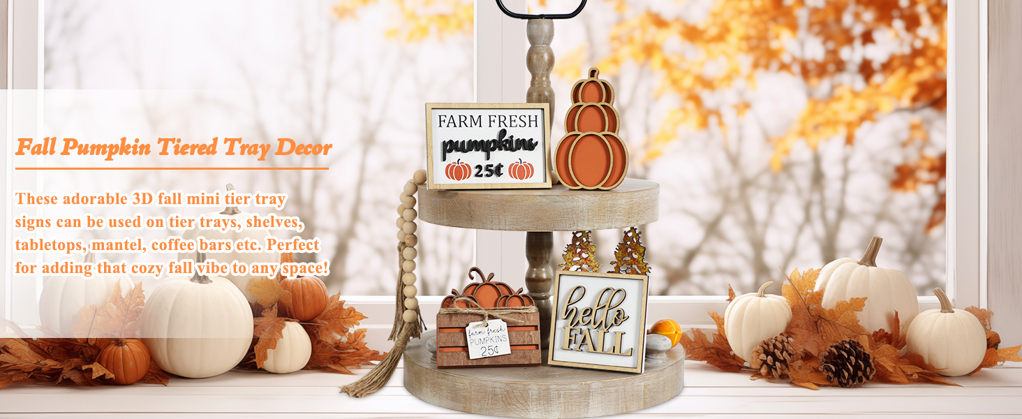 Fall tiered tray decor