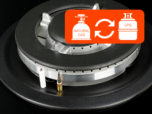 Built-in 2 Burners Gas Hob, Black Tempered Glass Gas Cooktop, NG/LPG Convertible Gasland Chef GH30BF 15 Gasland Chef Gas Hob