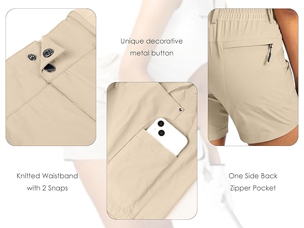 ◆Malbon Golf◆ CARGO POCKET SHORTS DARK GRAY WOMAN Womens Hiking Shorts, Quick Dry Cargo Shorts Women for Golf