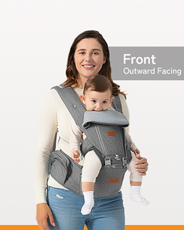 front facing baby carrier with hip seat