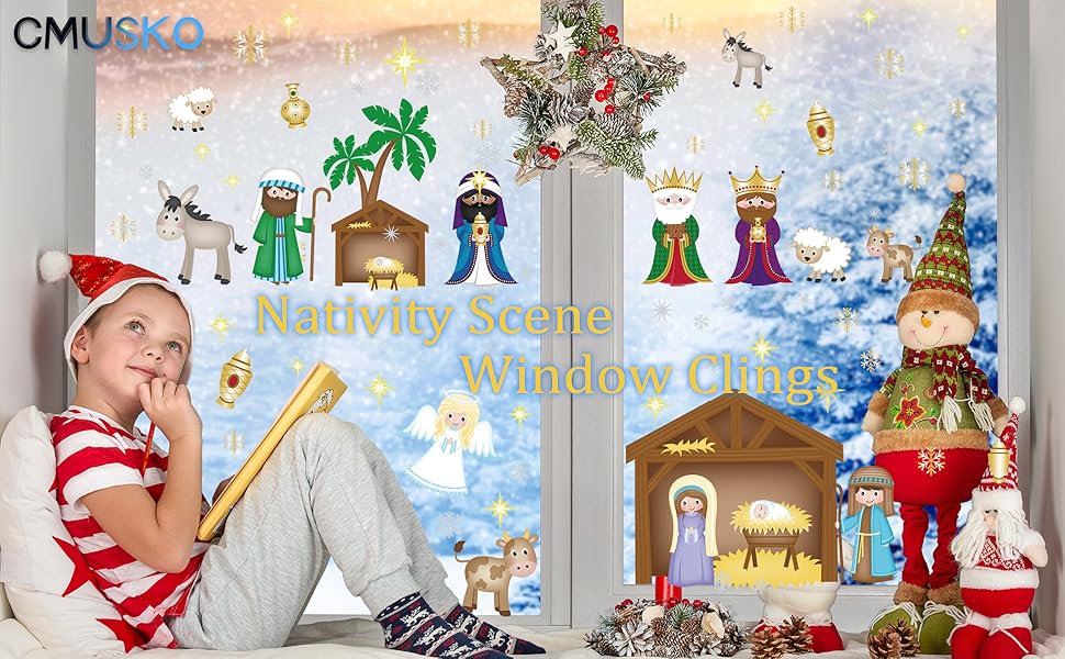 Nativity Scene Window Clings9 Sheets Religious Christmas