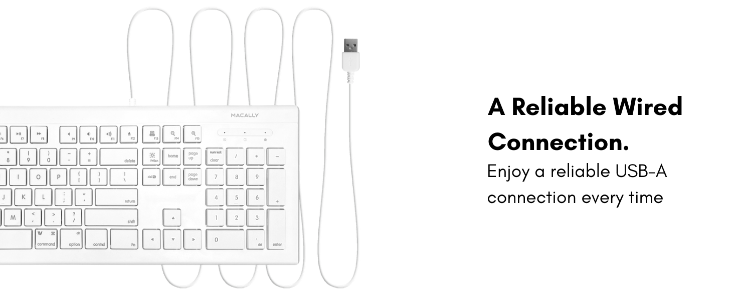 Macally Full Size USB Wired Keyboard for Mac and PC Plug