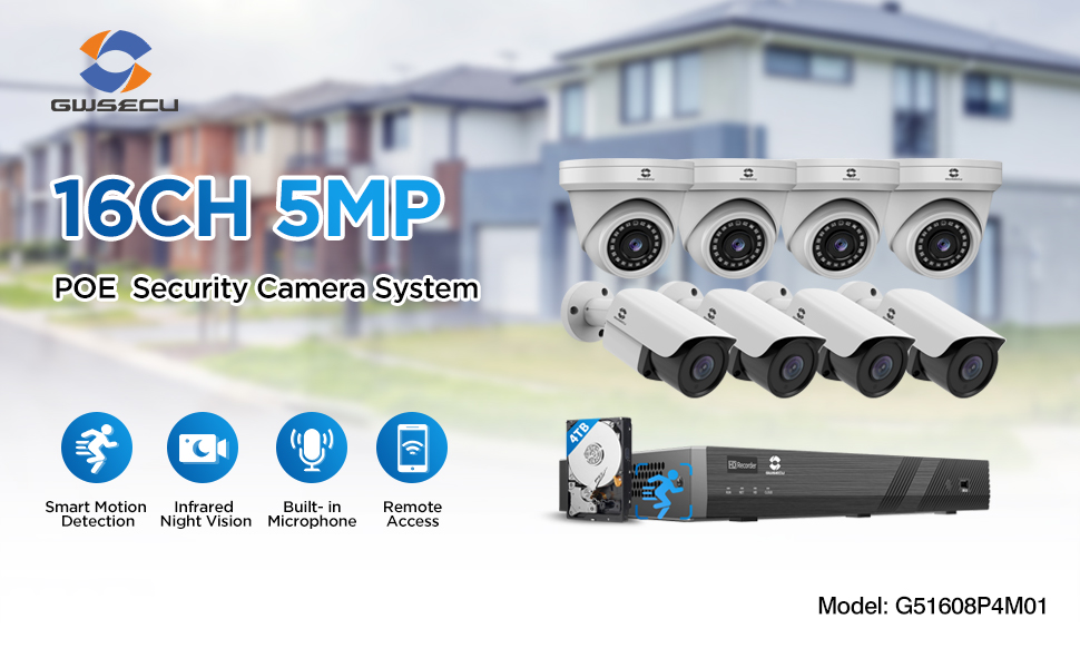 GWSECU PoE Security Camera System 16CH, 4K 16 Channel NVR