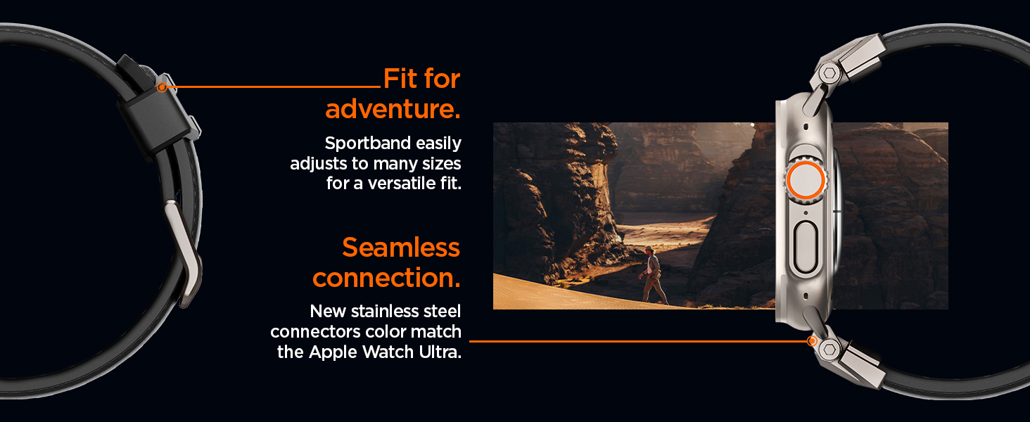 Spigen DuraPro Armor Designed for Apple Watch Band PU Black B0CSJ3XYFL