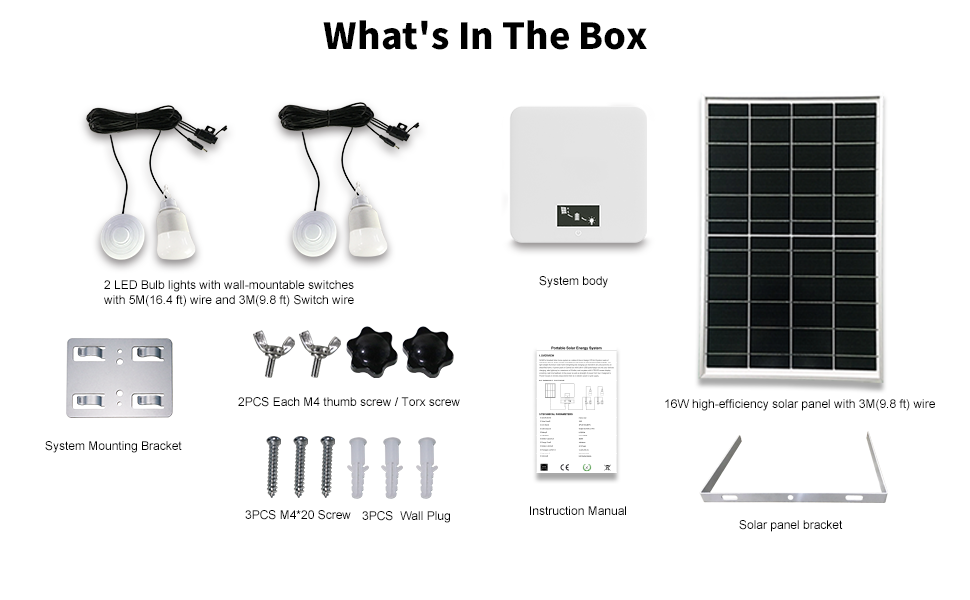 Solar Energy System for home,16w Portable Solar Panel, Off-Grid Solar Generator