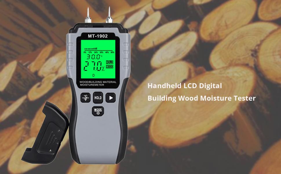 CAMWAY Wood Moisture Meter PinType with 8 Modes, Large LCD Water Leak