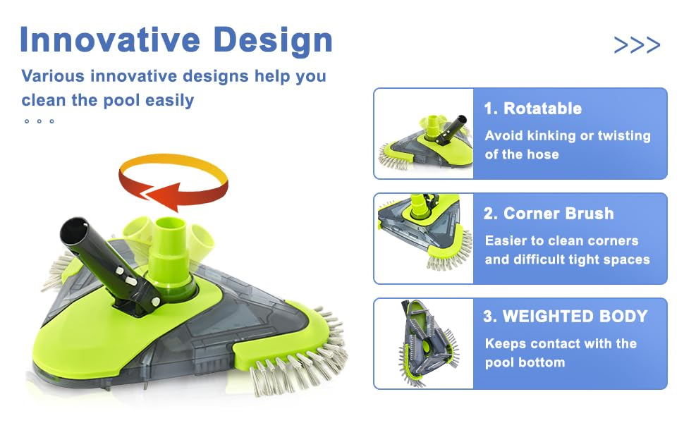 Sepetrel Upgrade Pool Vacuum Head with Side Brush