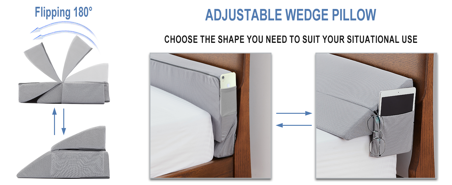 Limthe Queen Bed Wedge Pillow for Headboard,Adjustable Bed