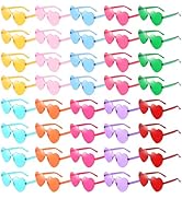 Pibupibu Wholesale 40 Pack Rimless Heart Shaped Sunglasses Bulk Adults Unisex, Fun Colorful Heart...