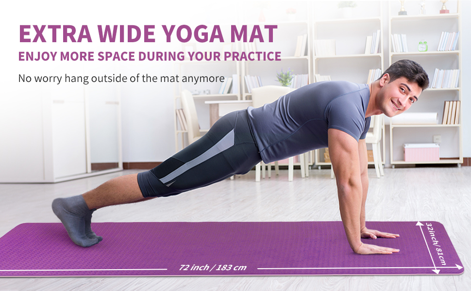 CAMBIVO Large Yoga Mat, 81cm Extra Wide Exercise Mat, Large Gym Mat TPE