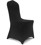 Peomeise 12pcs Stretch Spandex Chair Cover for Wedding Party Dining Banquet Event (Black, 12)