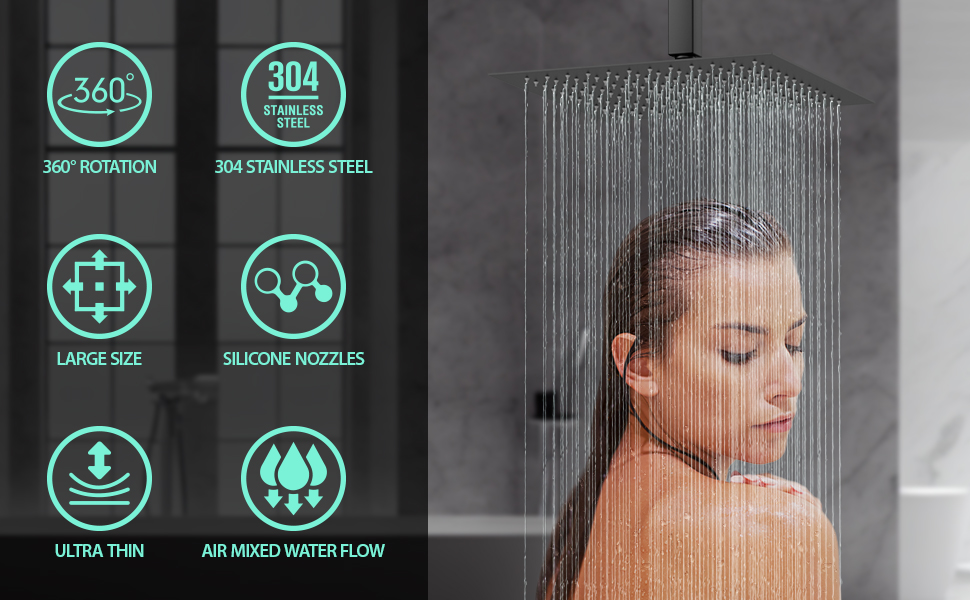 10 Inch Rainfall Shower Head Lordear 10 Inch Shower Head Black Stainless Steel Ultra Thin