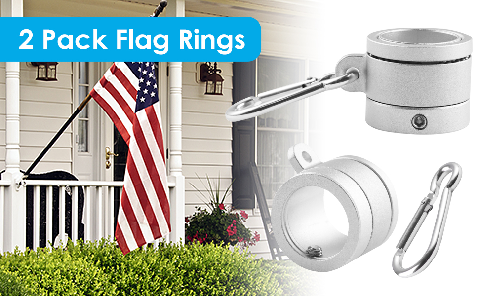 SDMETEI Flag Pole Rings, Aluminum Alloy Flag Pole Kit, 360