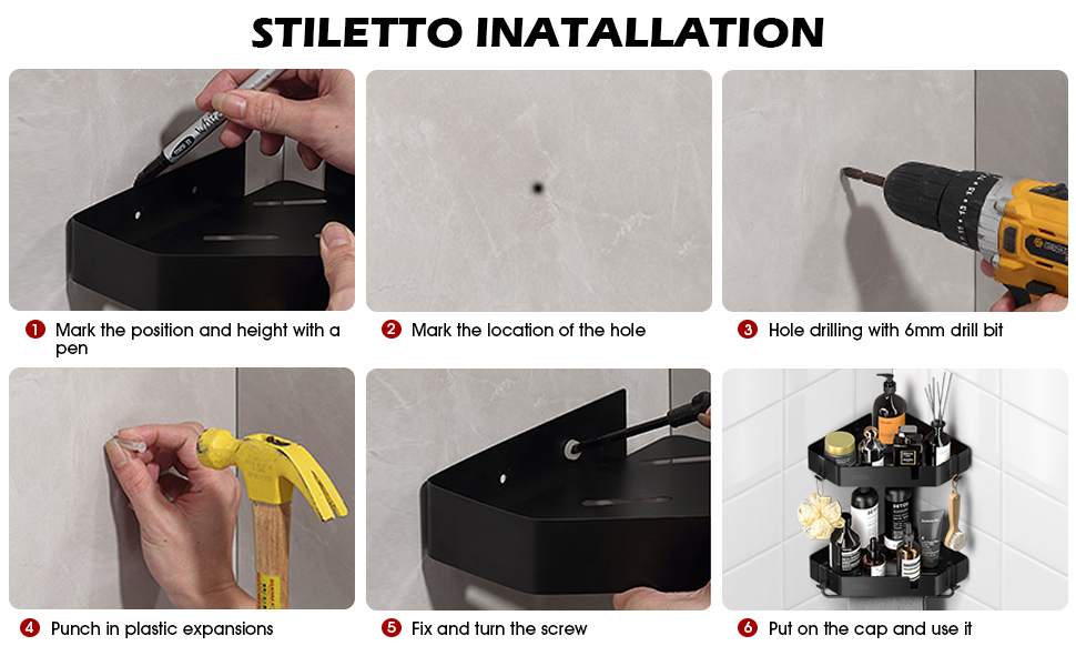 NEWHEY Shower Shelf Corner Caddy Organizers 2 Pcs DrillFree Corner