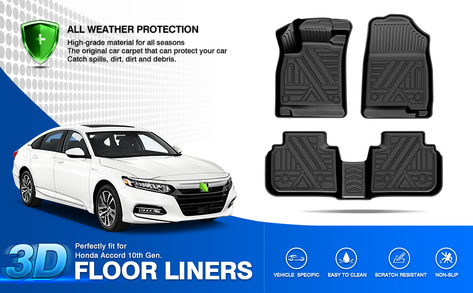 T TGBROS Floor Mats Custom Fit for Honda Accord 20182022