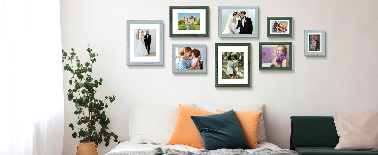 Golden State Art,11x14 Picture Frame Blue and Grey