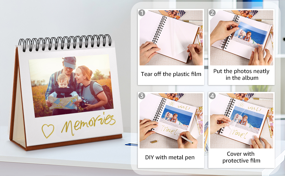 Amazon.de DazSpirit Fotoalbum, 20 * 18.5cm Leeres Buch Zum Selbstgestalten Mit 1 Metallstiften