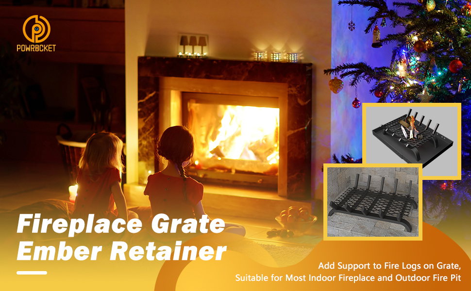 Powrocket Fireplace Grate Ember Retainer 16 x 10 Inch,Heavy